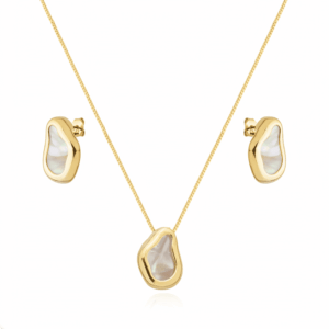 Conjunto Dourado Formato Orgânico Madrepérola