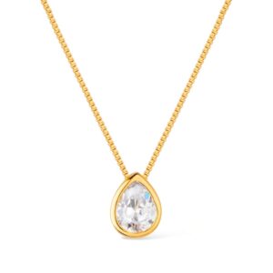 Colar Dourado de Gota em Zircônia